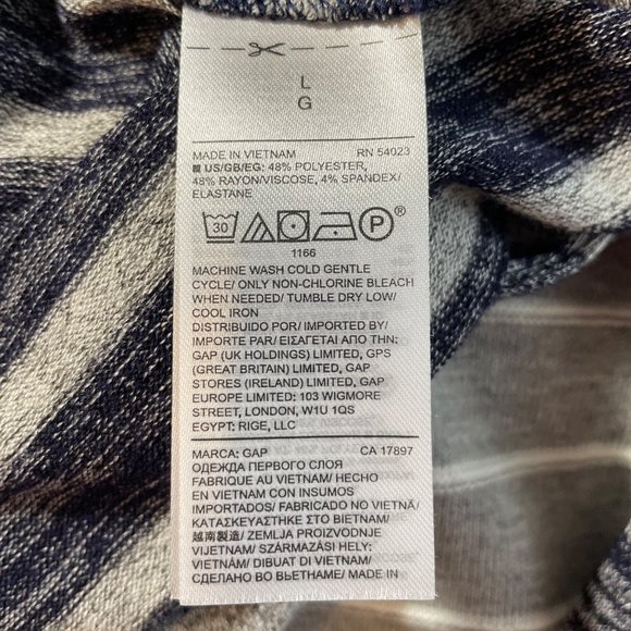 Gap Women's Gray Navy Stripe V-Neck Long Sleeve Hi Low‎ Hem Tunic Sweater… - Picture 6 of 6